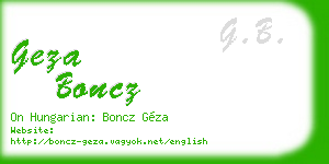 geza boncz business card